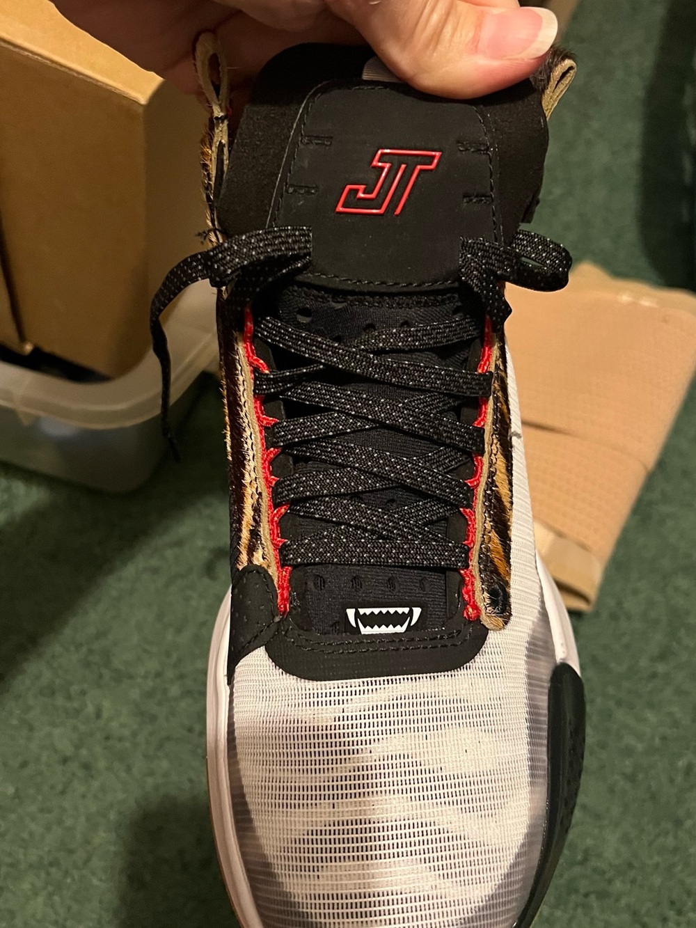 Nike Men's Black, White and Red Leopard-Accent Sneaker